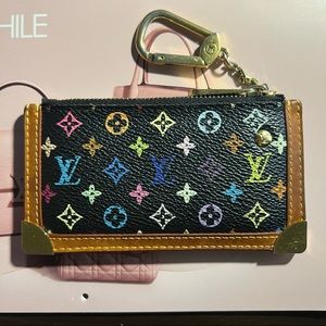 COPY - ULTRA RARE LOUIS VUITTON MURAKAMI MULTICOLOR BLACK  MONOGRAM CARD HOLDER…
